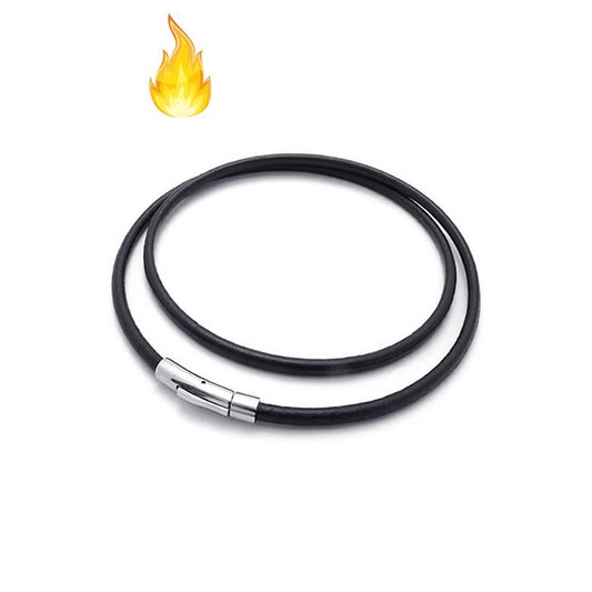 Vòng cổ dây da bện có khóa gài bằng thép không gỉ rộng 4mm dài 40cm cho nam nữ