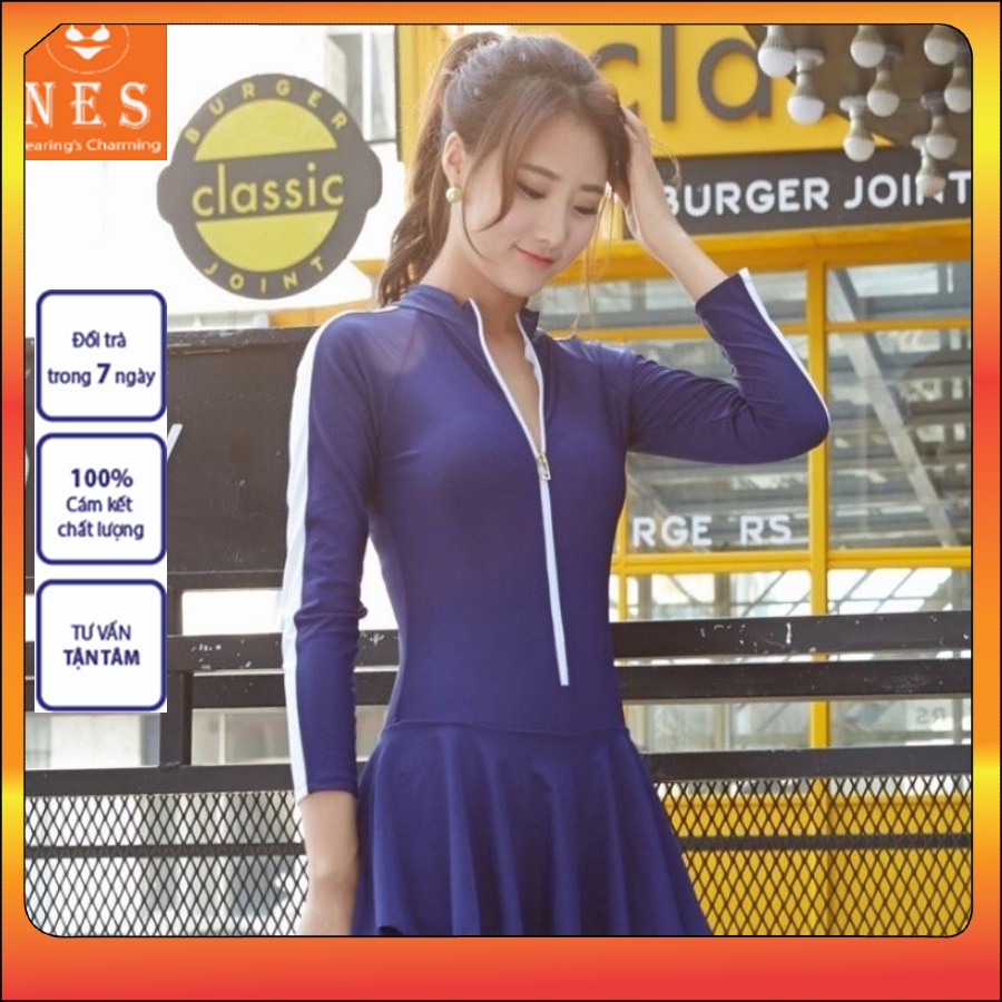 Bikini kín đáo váy dài tay đi biển đẹp