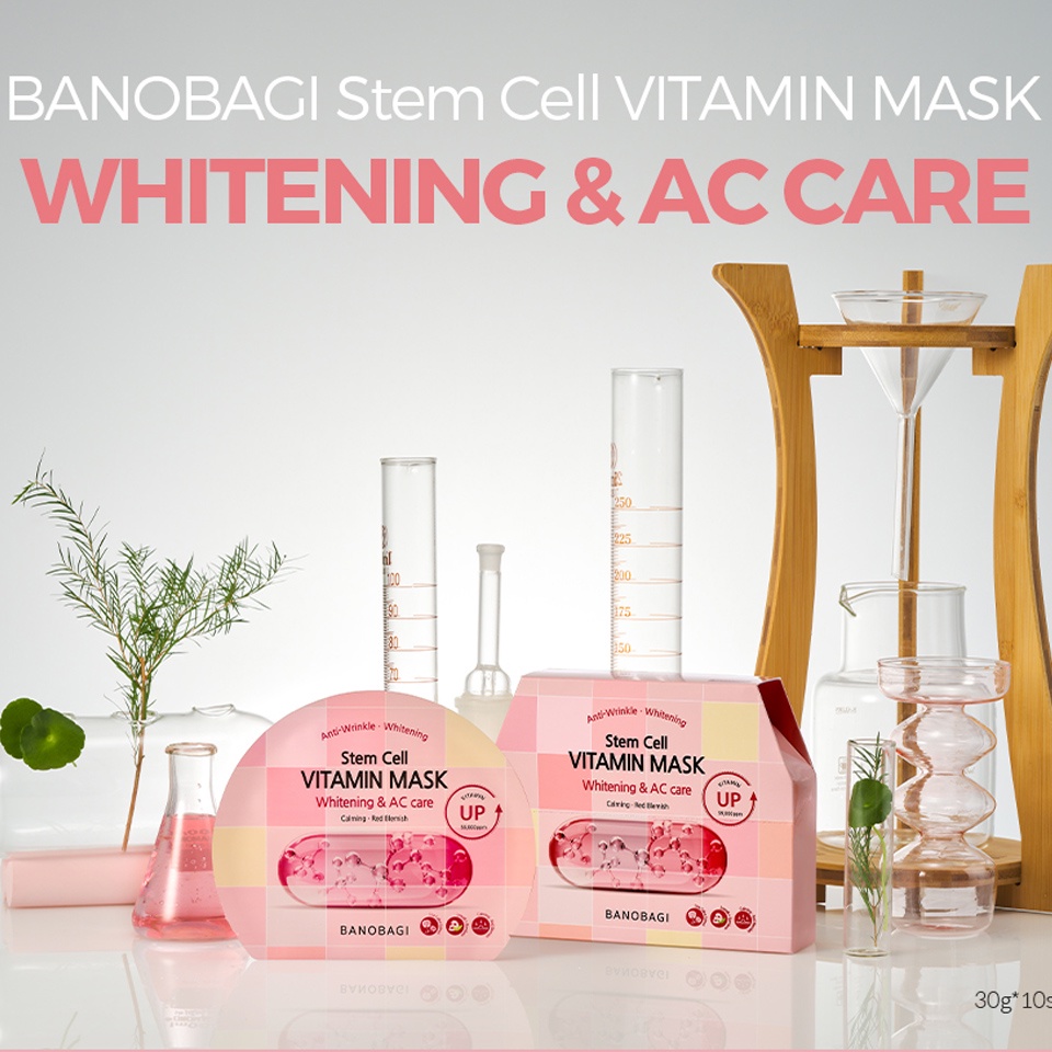 Hộp 10 mặt nạ dưỡng trắng Banobagi Stem Cell Vitamin Mask Whitening, mặt nạ dưỡng da từ tế bào gốc