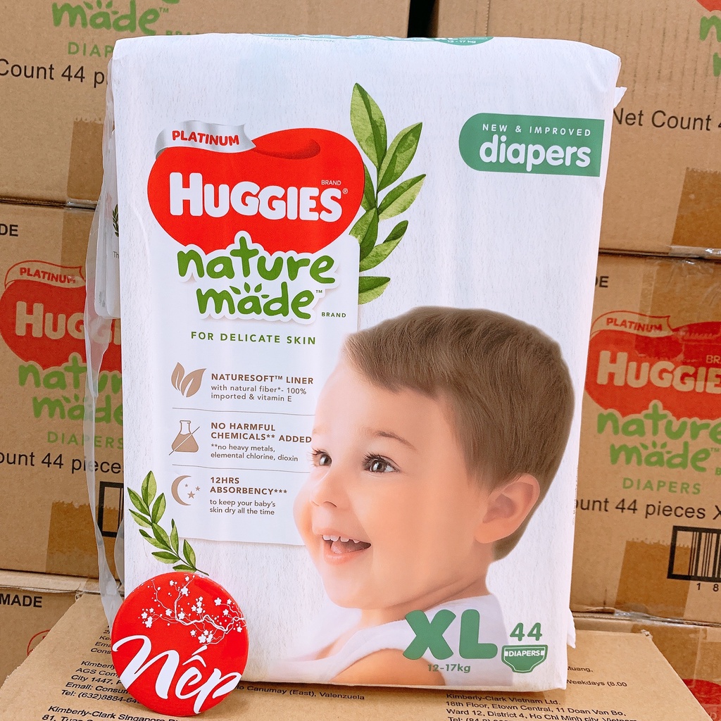 [HÀNG CHÍNH HÃNG CTY] Bỉm HUGGIES PLATINUM NATURE MADE size M58/L44/XL 38/XXL26/S82/NB60