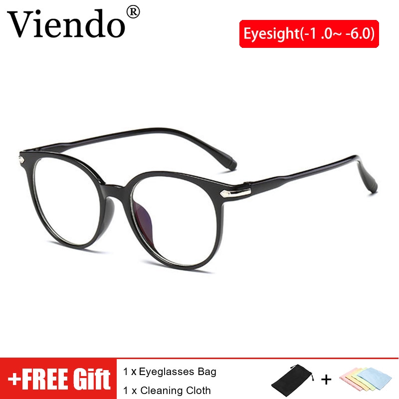 Kính cận gọng tròn thời trang phong cách retro cho các độ cận 0.5/1.0/1.5/2.0/2.5/3.0/3.5/4.0/4.5/5.0/5.5/6.0