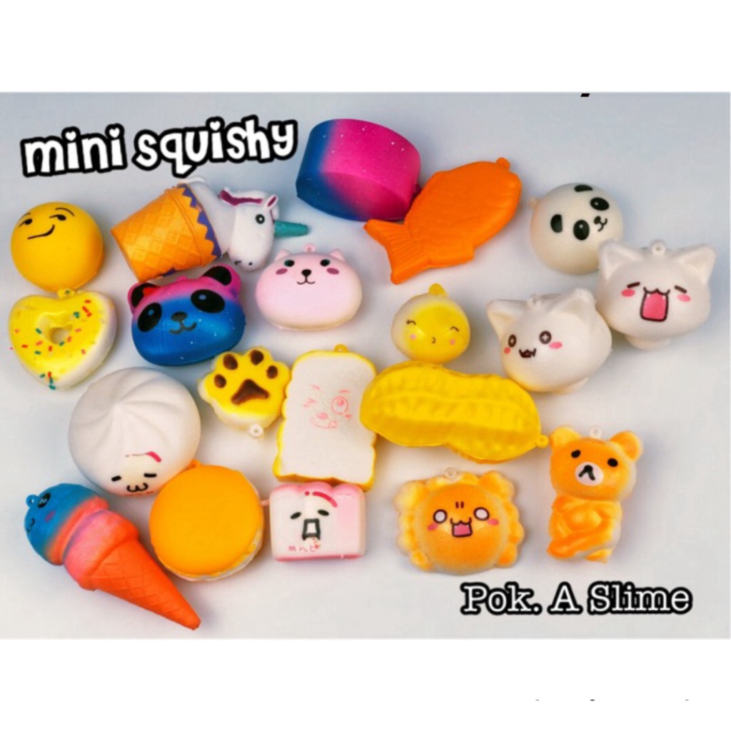 Mini Squishy - đồ chơi xả stress (kèm bọc và móc khoá dây)