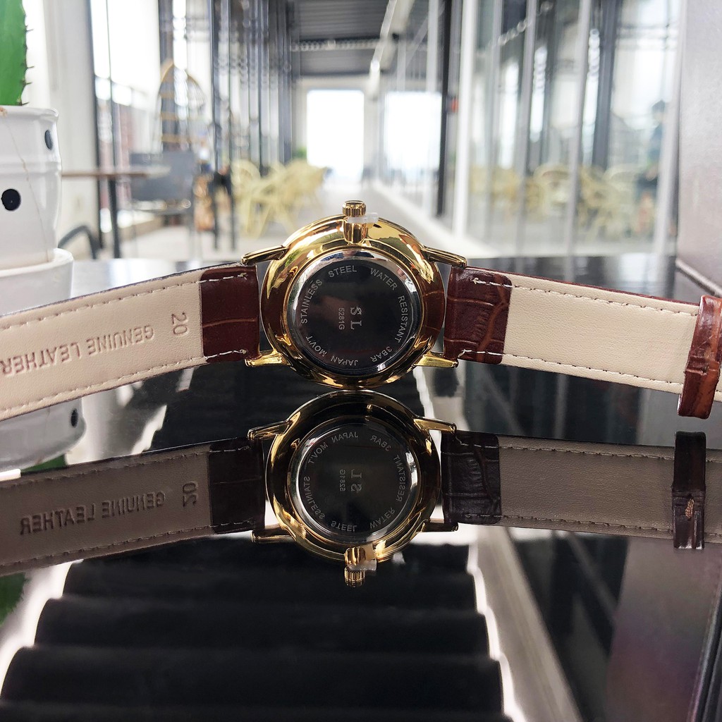 Đồng hồ Nam SL 5081G, Dây da cao cấp, Mặt Sapphire,  Full Box  chống nước, chống xước, Hộp Thẻ bảo hành 3 năm