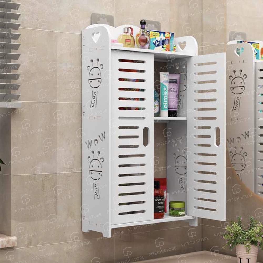 Tủ nhà tắm treo tường đựng mỹ phẩm, sữa rửa mặt chống nước tuyệt đối, màu trắng