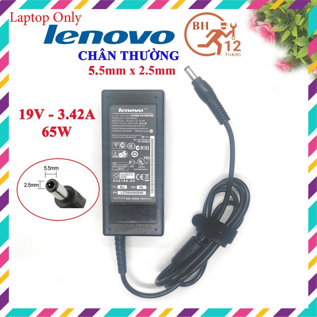 Sạc laptop Lenovo chính hãng (Zin) 19v - 3.42a - 65w chân thường ( chân 5.5mm x 2.5mm), adapter lenovo