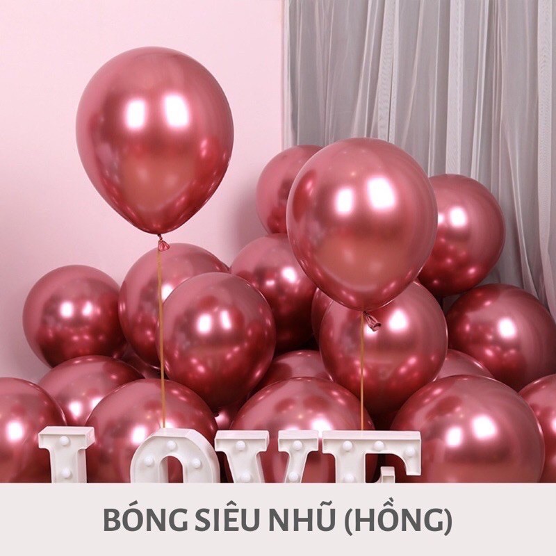 Set 30 bóng siêu nhũ mạ chrome trang trí sinh nhật, trang trí phòng cưới