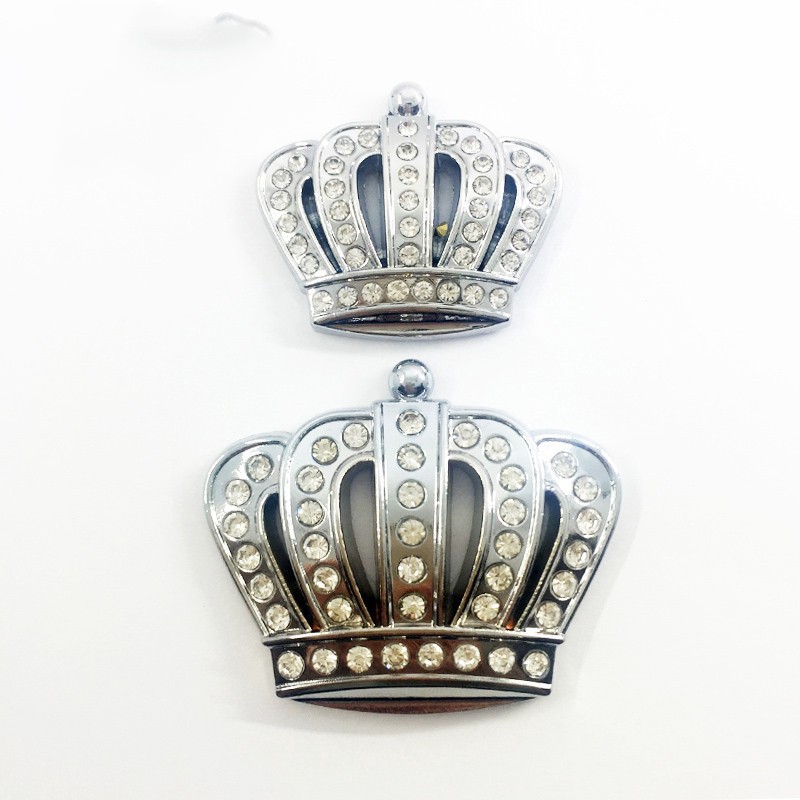Logo Kim Loại Hình Vương Miện Đính Đá Lấp Lánh Trang Trí Xe Hơi - 1 Cái