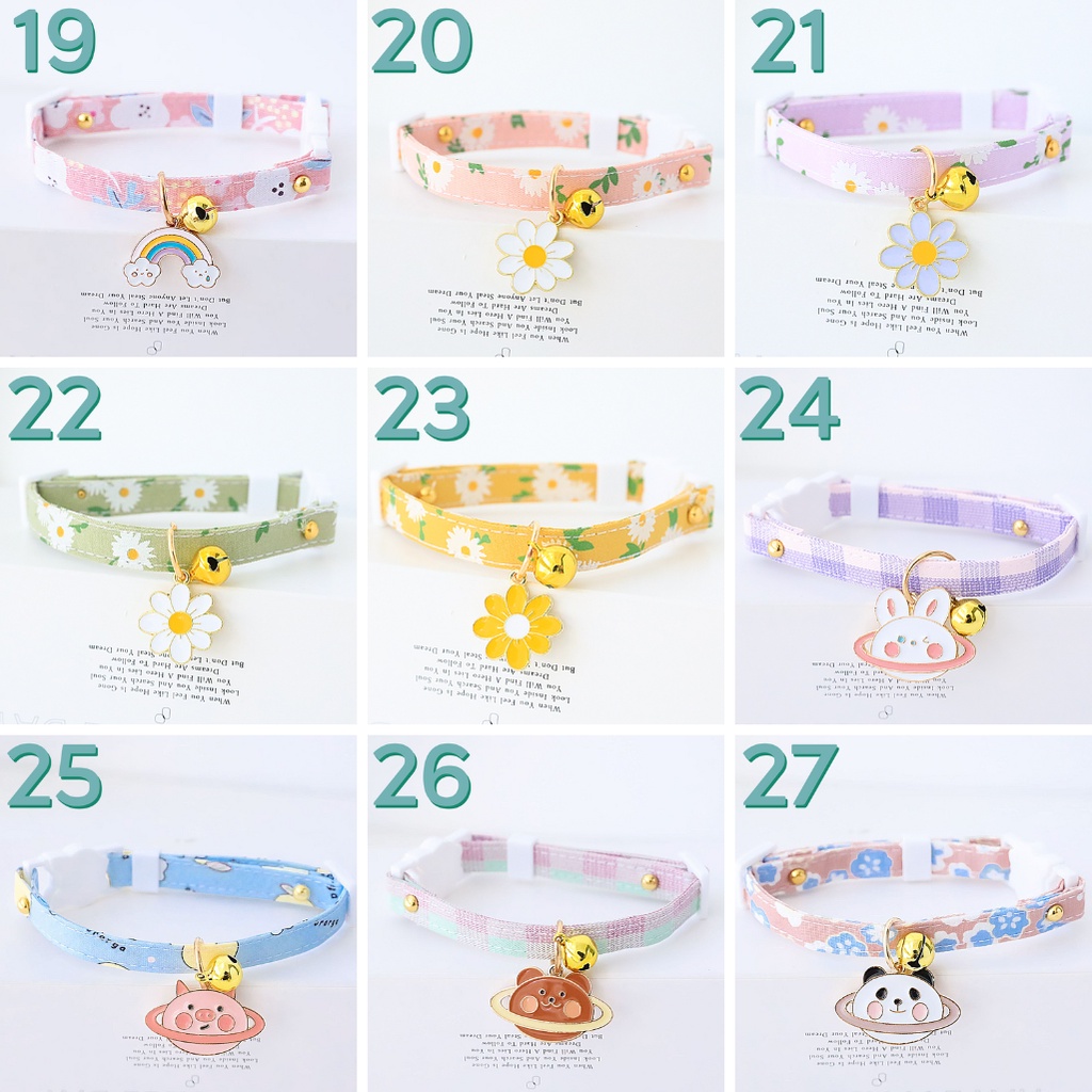 Vòng cổ thú cưng cho chó mèo gắn chuông kèm charm xinh yêu