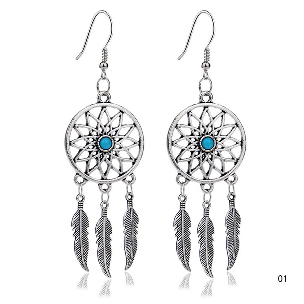 Hoa tai dáng dài kiểu dáng Dream Catcher