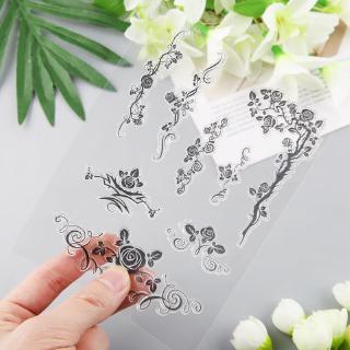 Tem dán trong suốt Silicon họa tiết hoa trang trí lưu bút DIY tiện dụng