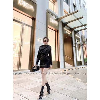 Đầm body phi lụa nhún tay dài!