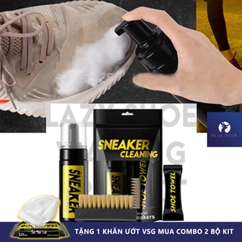 Combo Bộ kit vệ sinh giày Sneaker Cleaning 150ml, xịt chống nước Waterproof 300ml