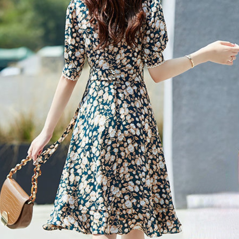 Đầm Hoa Cổ Chữ V Thời Trang Mùa Hè Dành Cho Nữ