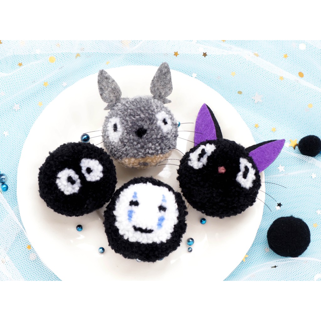 Pompom Totoro - Vô Diện - Mèo Jiji - Susuwatari - Móc Khóa Handmade