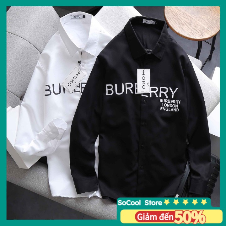 Áo sơ mi nam Hàn Quốc tay dài thời trang cao cấp họa tiết logo Burberry trẻ trung năng động AN60 - Socool Store