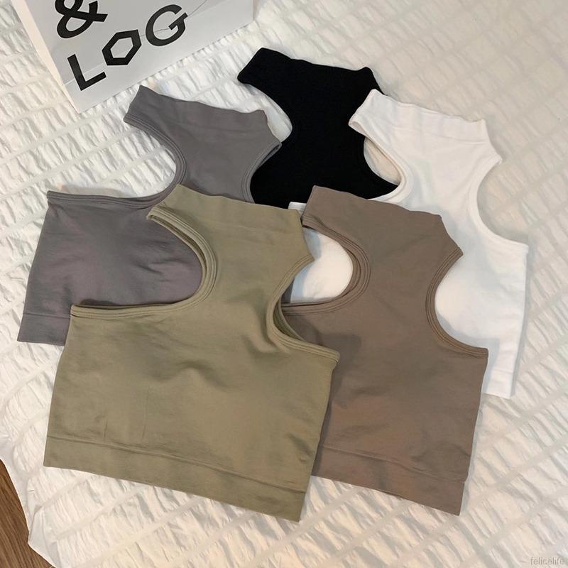 Áo croptop cho nữ không tay cổ tròn thời trang Hàn Quốc