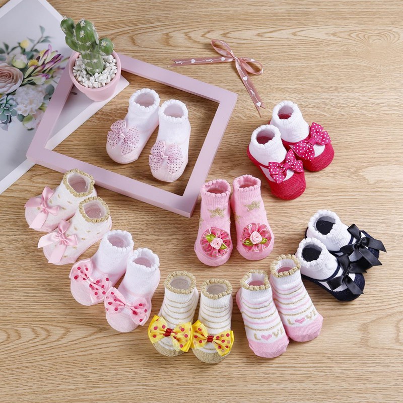 Tất đính nơ thời trang đáng yêu cho bé gái 0-24 tháng tuổi