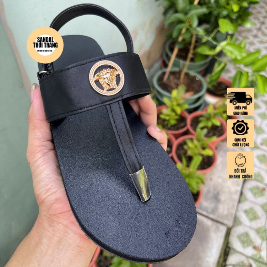 Dép quai hậu nữ nam, SANDALTHOITRANG Sandal nữ đi học, đi chơi màu đen full size 30-44 nam nữ