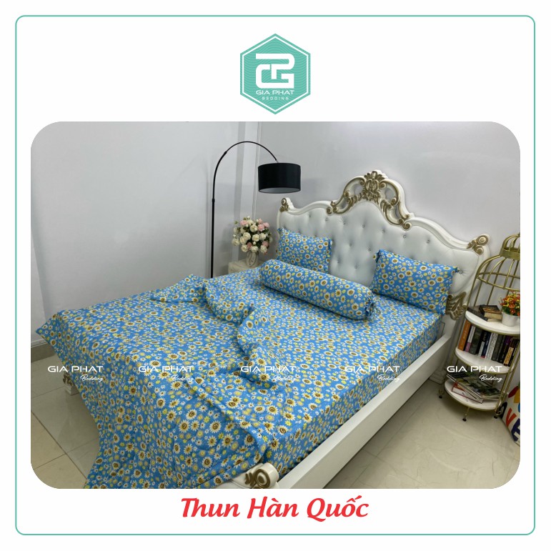 Bộ ga gối Thun Lạnh Hàn Quốc { 4 Món } họa tiết Bông Cúc ( 1 ga bọc + 2 vỏ gối nằm + 1 vỏ gối ôm ) | BigBuy360 - bigbuy360.vn