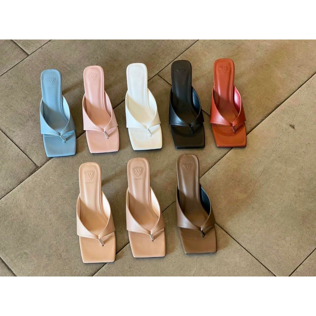 Guốc cao gót nữ PU gót nhọn dáng hàn quốc cao 7cm - w61