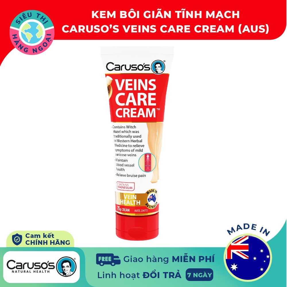 Kem bôi suy giãn tĩnh mạch Carusos Veins Care Cream 75g của Úc