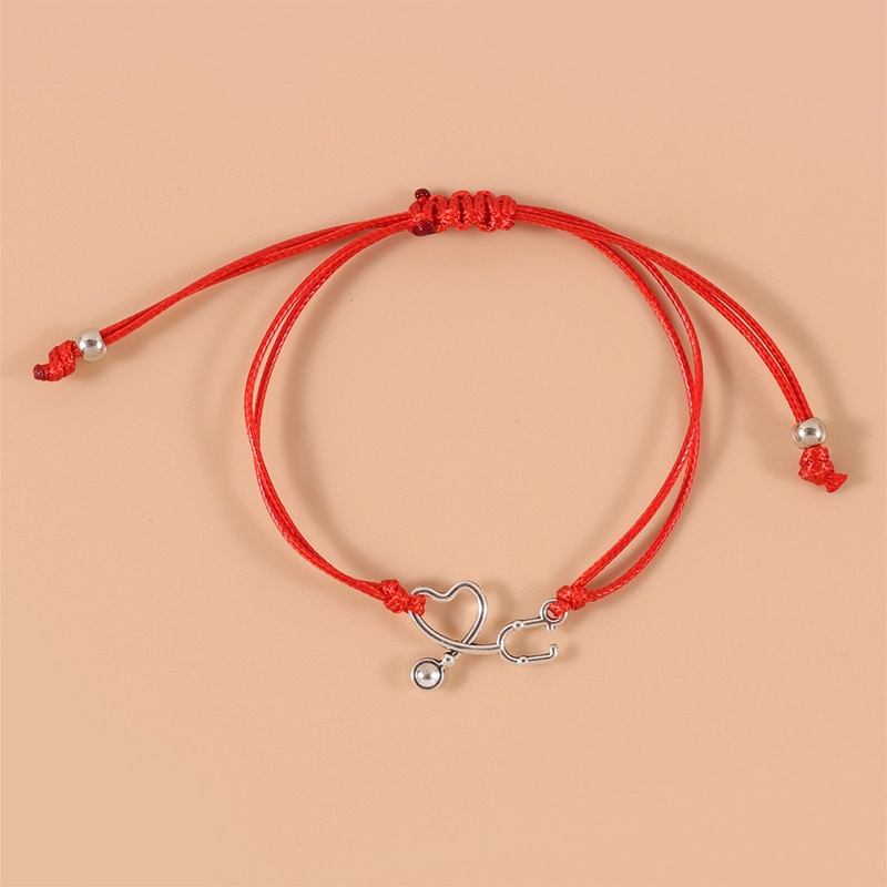 Flgo Vòng Tay Dây Bện Mặt Ống Nghe Nhịp Tim Khắc Chữ Best Friend Thời Trang Cho Nam Và Nữ