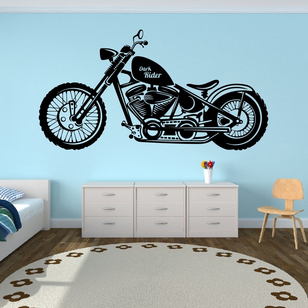Miếng Dán Tường Trang Trí Hình Xe Mô Tô Đua Cỡ Lớn Cho Phòng Trẻ Em
