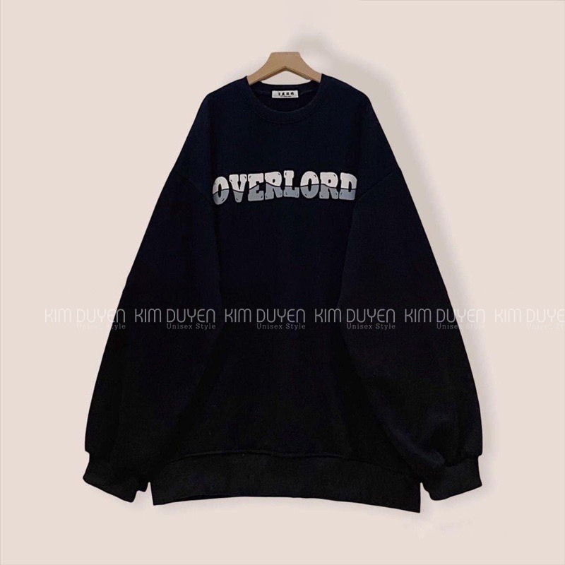 Áo Sweater In Chữ OVERLORD Áo Sweater Tay Bồng Chất Nỉ Ngoại Dày Dặn Form Rộng Freesize Unisex Ảnh Thật