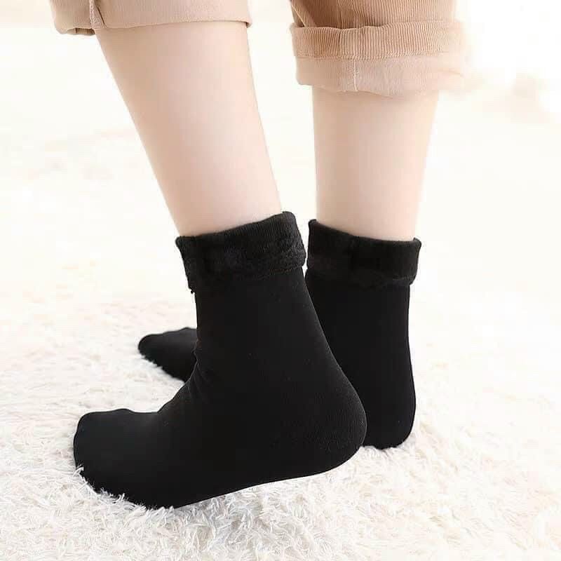 [Sẵn Hàng]Combo 4 Đôi Tất Lót Lông Sẵn 2 Màu Đen Và Da