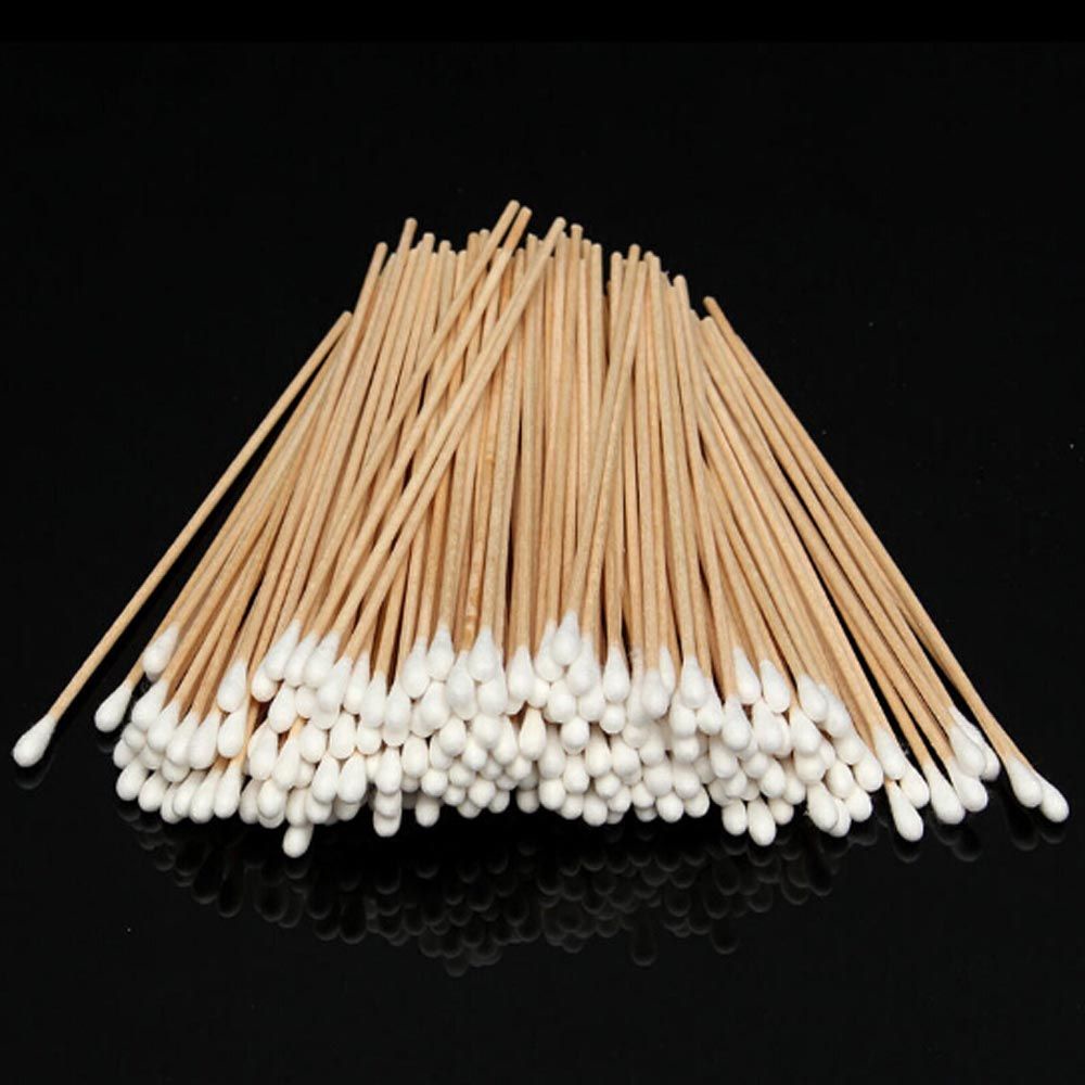 [Hàng mới về] Set 100 tăm bông cotton y tế cán gỗ dài 6&quot;  thiết kế tiện dụng