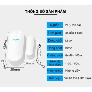 Cảm biến cửa Tuya - RF 433 kết hợp với bộ báo động chống trộm Tuya