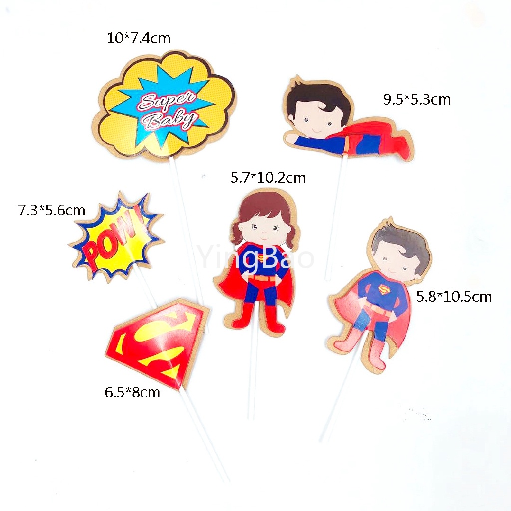 Que Cắm Trang Trí Bánh Sinh Nhật Chủ Đề Siêu Anh Hùng Người Nhện Batman Captain America Dành Cho Trẻ Em