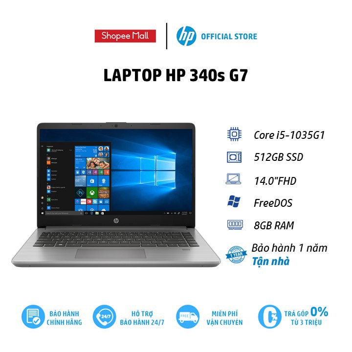 [Mã ELMALL1TR giảm 5% đơn 3TR] Laptop HP 340s G7 359C3PA (i5-1035G1|8GB|512GB|Intel UHD|14.0"FHD|FreeDos|Bạc)