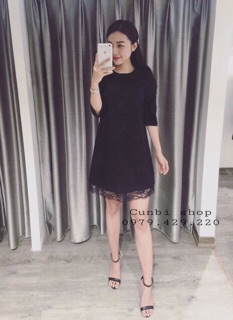 Váy Suông A Phối Gấu Ren