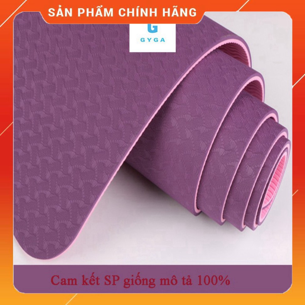 Thảm Tập Yoga chống trượt 2 lớp dày 8mm chất liệu cao su non TPE cao cấp tấm thảm tập gym thể dục tại nhà GYGA