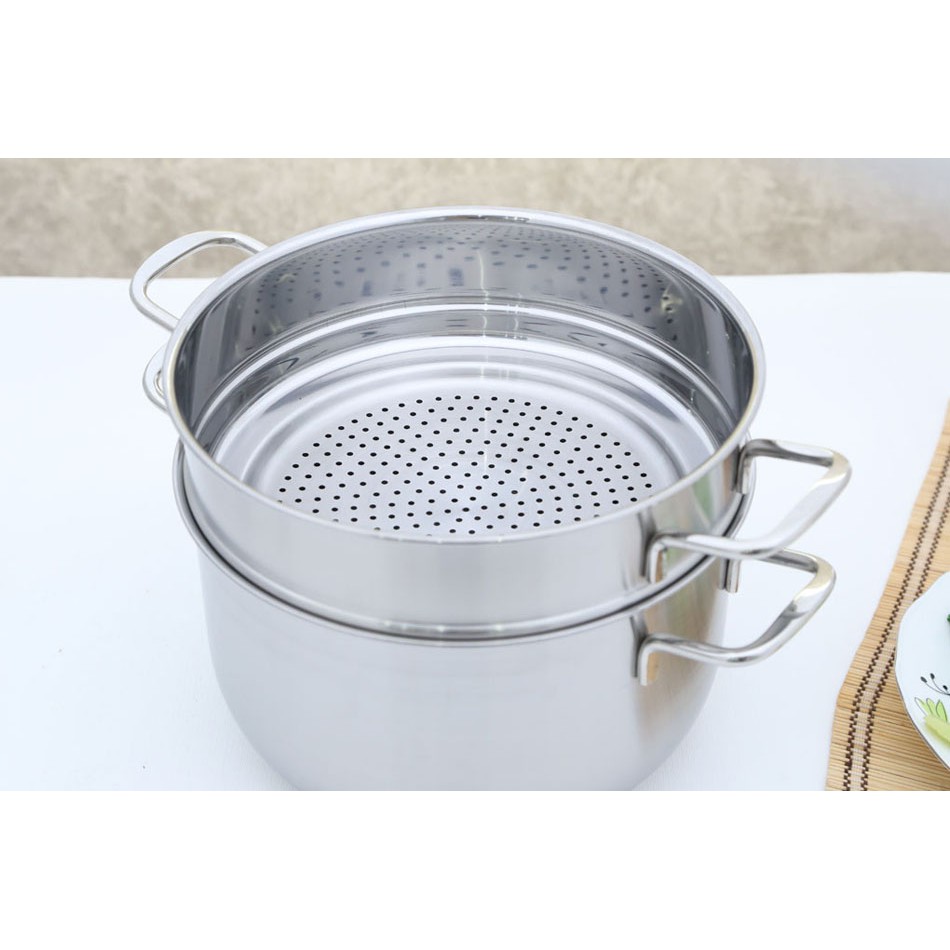 Bộ nồi xửng hấp Inox 3 đáy Fivestar 24cm dùng cho bếp từ