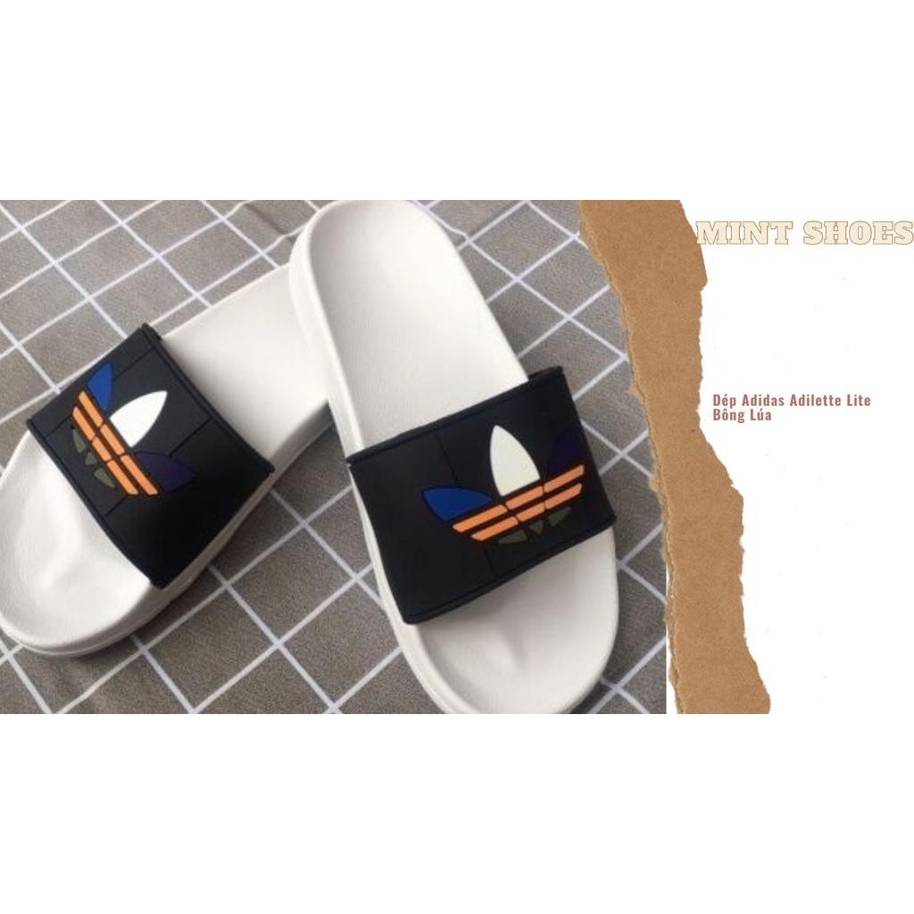 Dép Nam Quai Ngang Thương Hiệu ADIDAS Nổi Tiếng Chất Liệu Cao Su Cao Cấp Logo Hình Bông Lúa Thời Trang