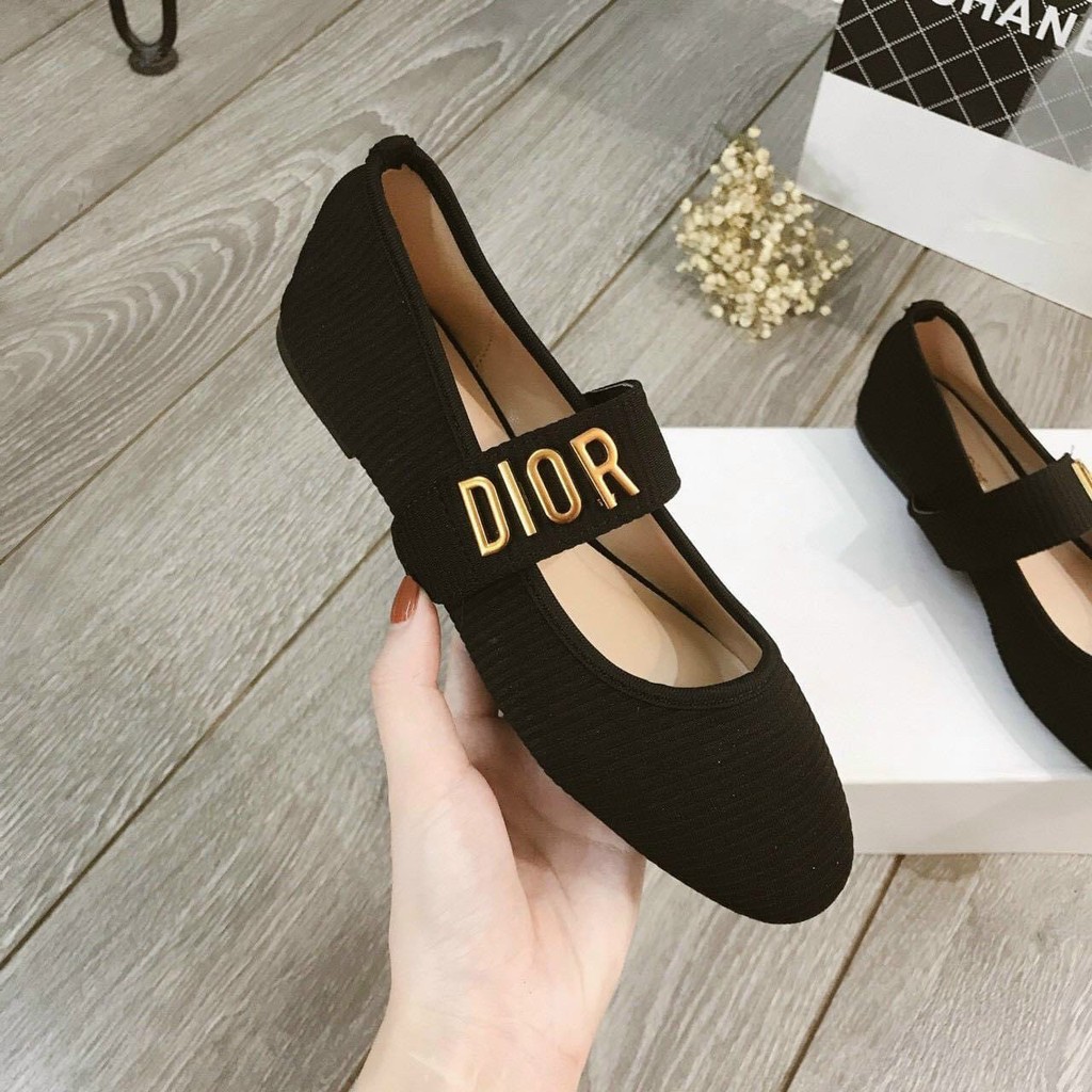 Giày bệt DO vải kẻ quai dính ngang