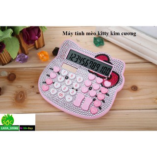 Máy tính mèo kitty kim cương màu hồng