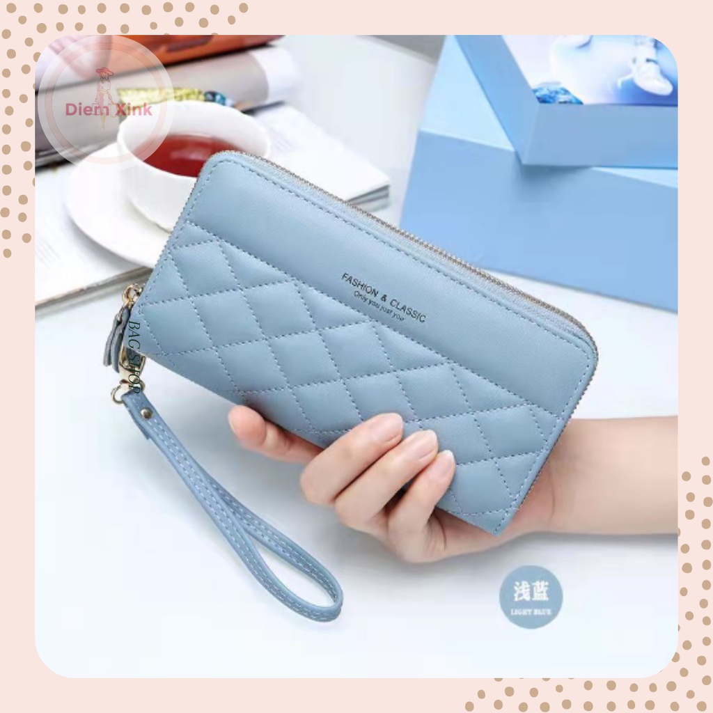 Ví Cầm Tay Nữ Ví Dài Hai Khóa Nhiều Ngăn Da Mềm Mịn - Diễm Store- T 59