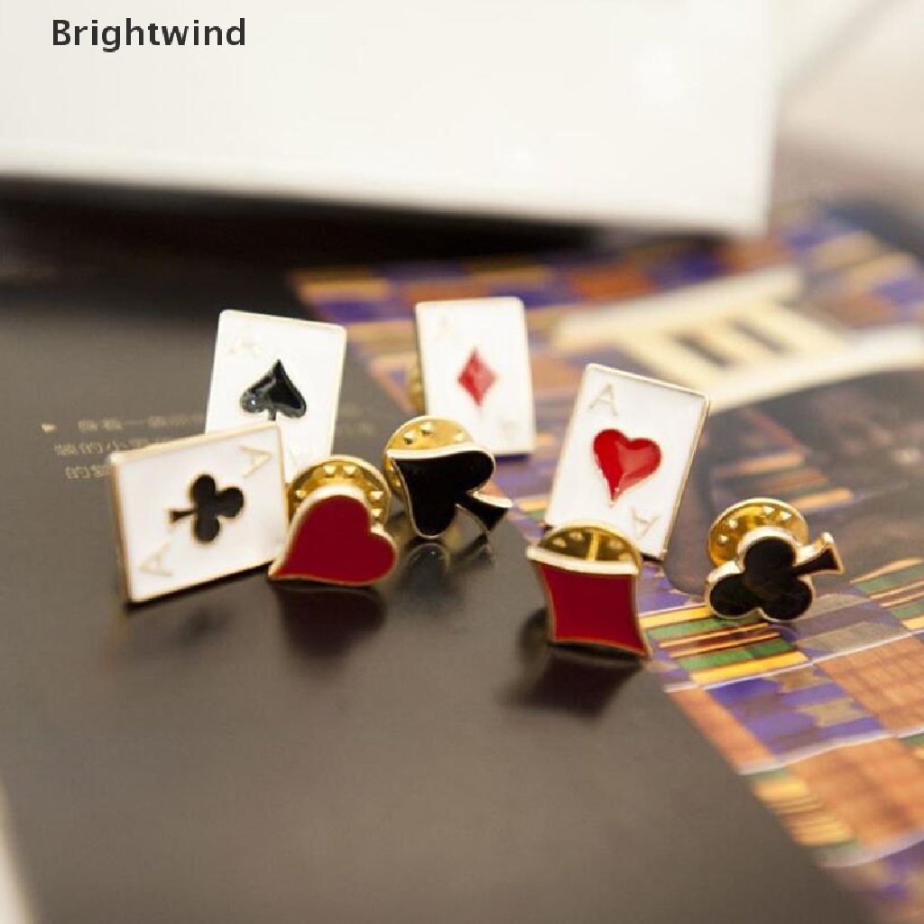 [Brightwind] 4/8Pcs Enamel Poker Brooch Small Poker Cufflinks Pins Collar Badges Jewelry Hot Sell