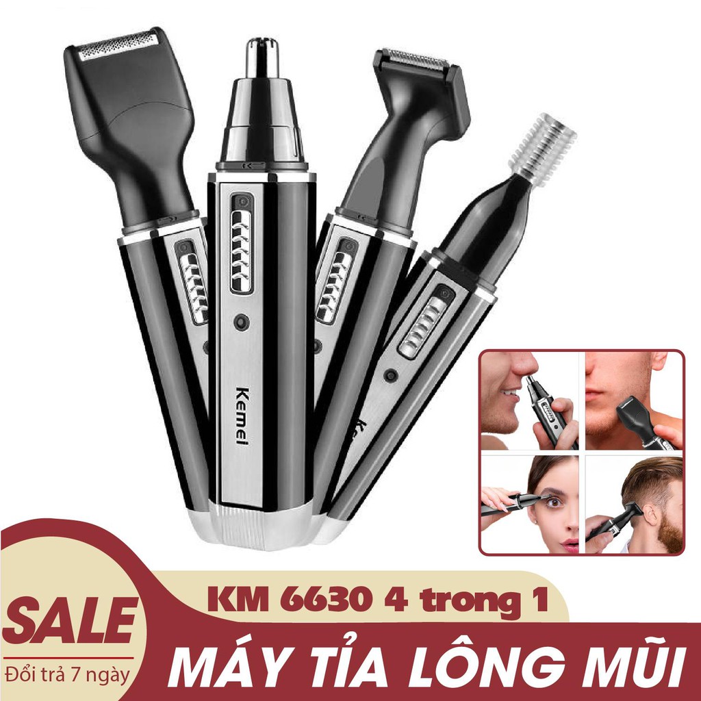 [RẺ VÔ ĐỊCH] Máy tỉa lông mũi kiêm cạo râu KM 6630 4 trong 1 cao cấp