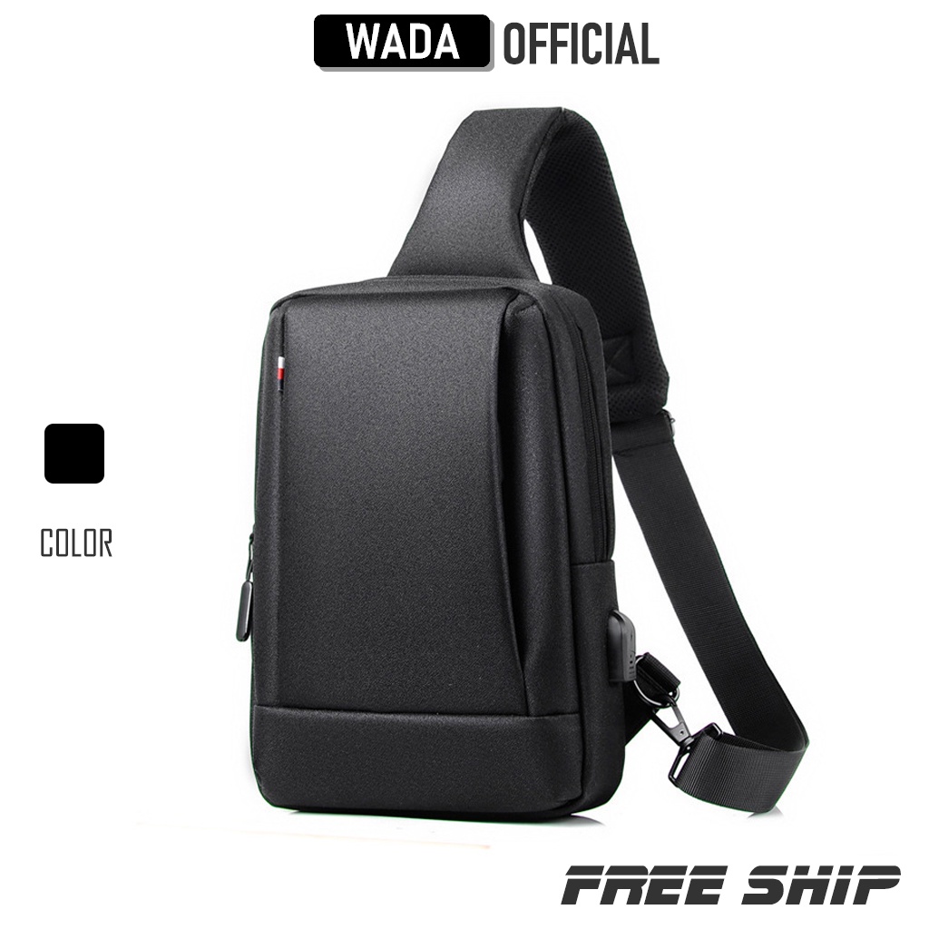 Túi đeo chéo đựng ipad laptop có kết nối cổng sạc chất liệu vải chống nước