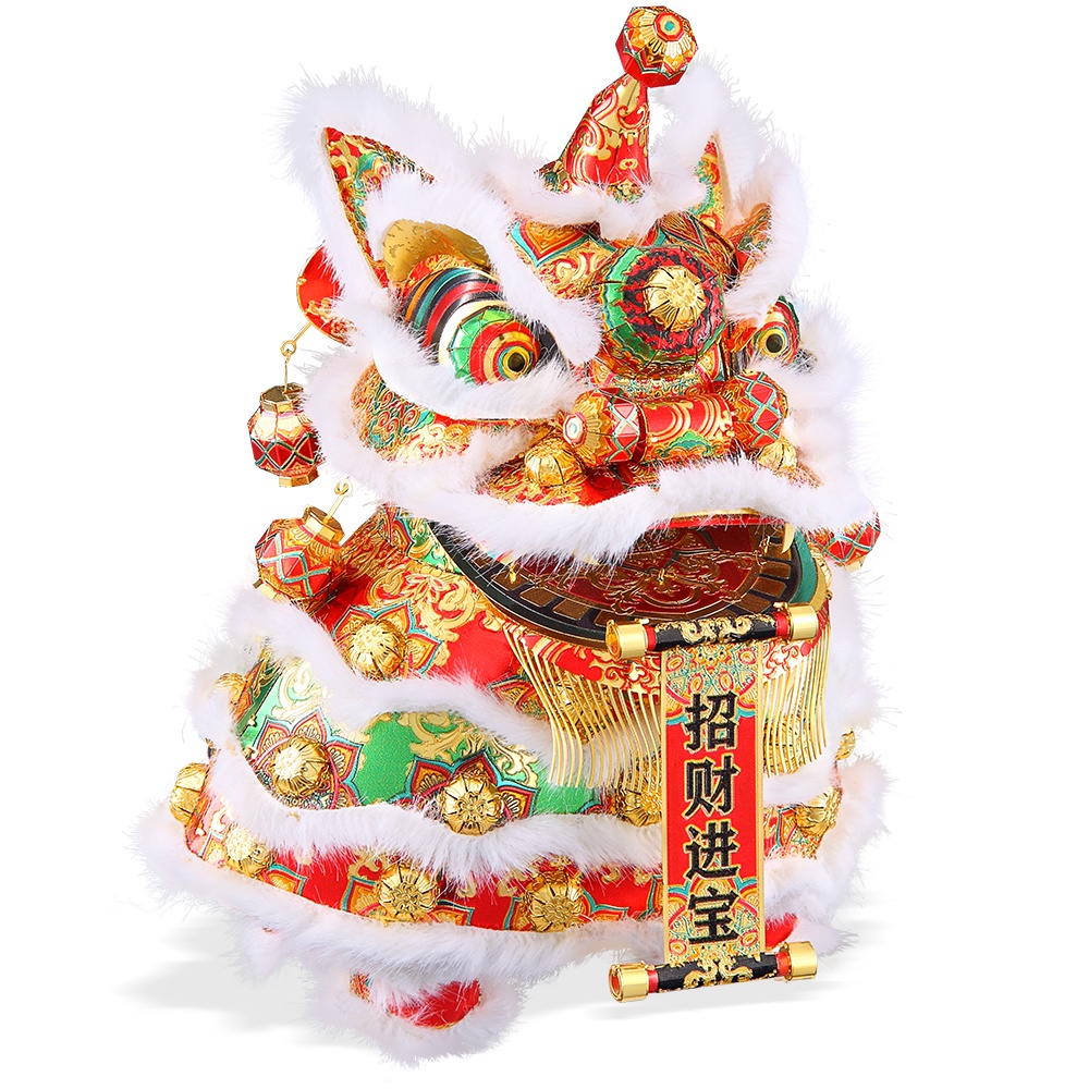 Set đồ chơi lắp ráp Piececool mô hình con lân nhảy múa 3D bằng kim loại phong cách Trung Hoa làm quà tặng