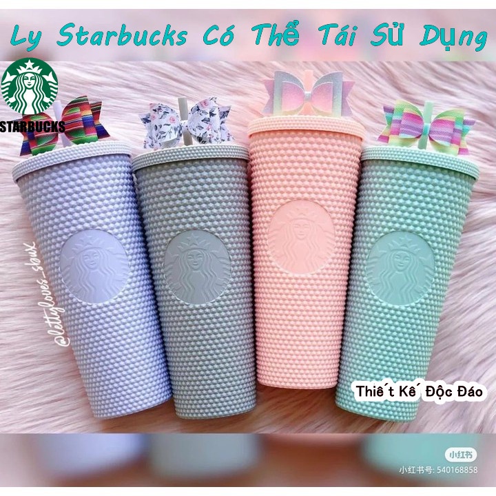 Cốc nhựa có thể tái sử dụng của Starbucks 710ml/24oz dòng Durian vân kim cương có thể tái sử dụng nhiều màu tùy chọn