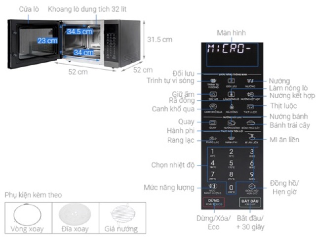 lò vi sóng shap inverter R-C932XVN-BST . 32 lít có nướng. Hàng new 100% . Bảo hành chính hãng 1 năm