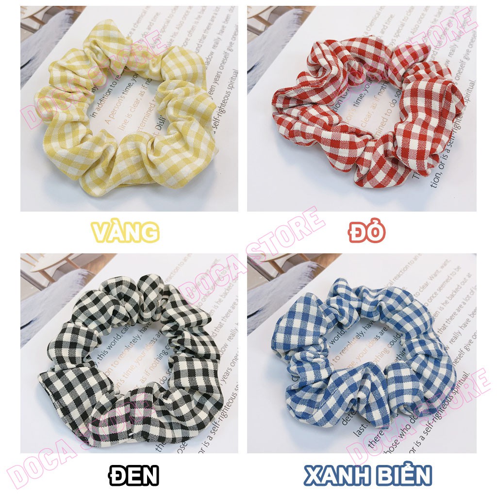 Cột tóc vải Scrunchies Caro ô nhỏ CT63