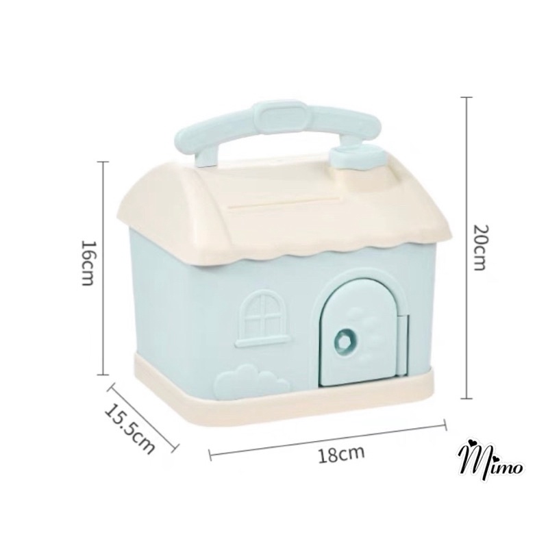 Heo đất tiết kiệm hình ngôi nhà Shepherd bằng nhựa, két sắt mini cho bé có khóa dễ thương