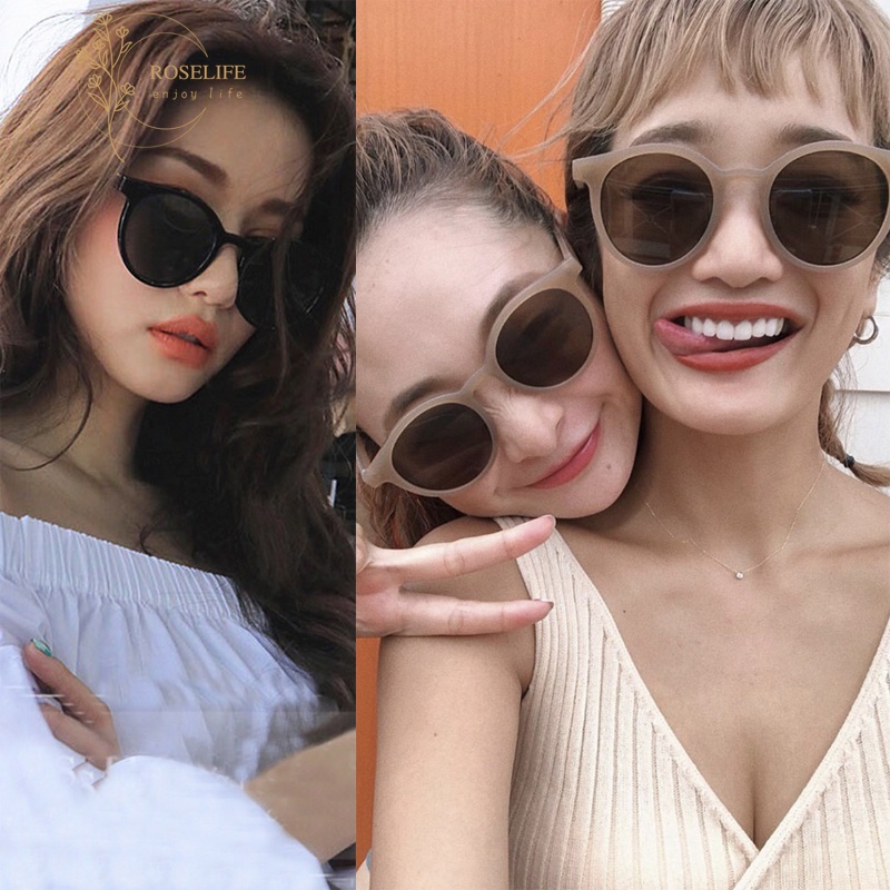 Mắt kính gọng tròn màu đen phong cách cổ điển thời trang cho nữ