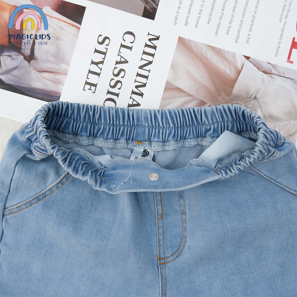 Quần dài bé trai 1 2 3 4 5 6 7 8 9 tuổi chất jean Magickids dáng baggy form rộng Quần áo trẻ em đi học đi chơi QD22019